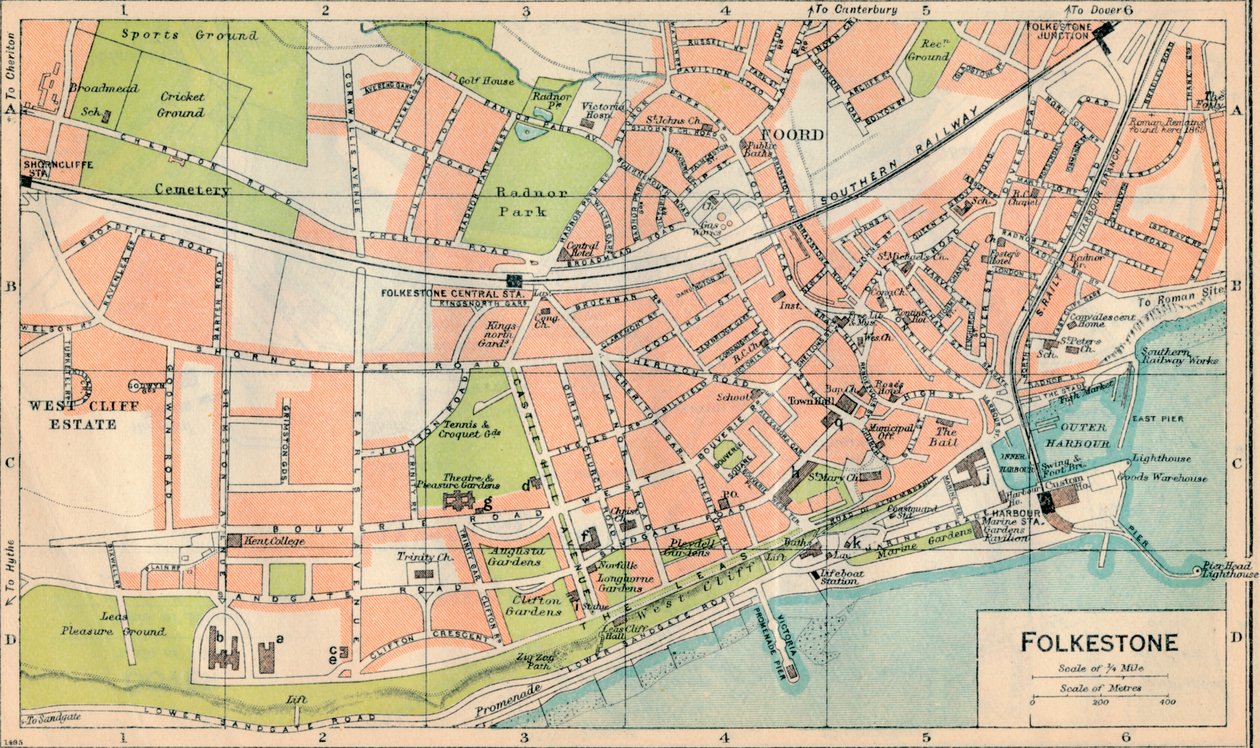 Folkestone, 1900-luku tekijältä John Bartholomew