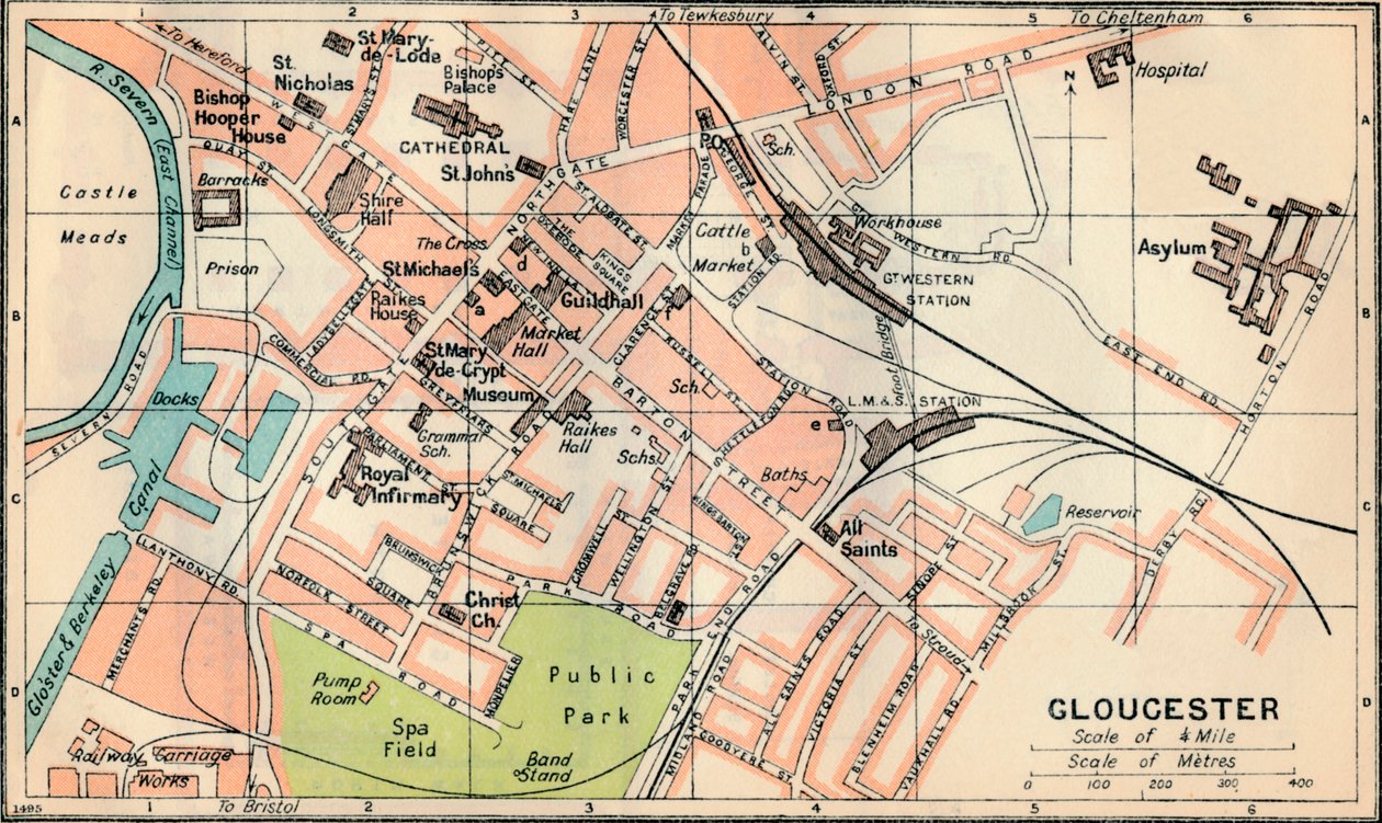 Gloucester, 1900-luku tekijältä John Bartholomew