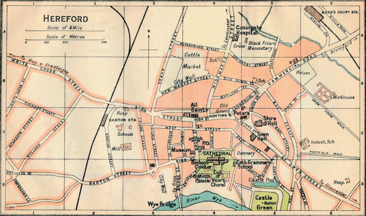 Hereford, 1900-luku tekijältä John Bartholomew