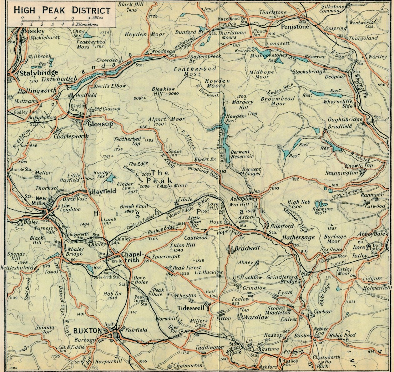 High Peak District, 1900-luku tekijältä John Bartholomew
