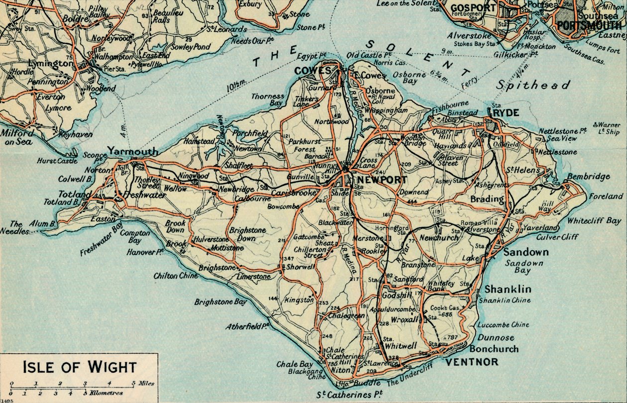 Isle of Wight, 1900-luku tekijältä John Bartholomew