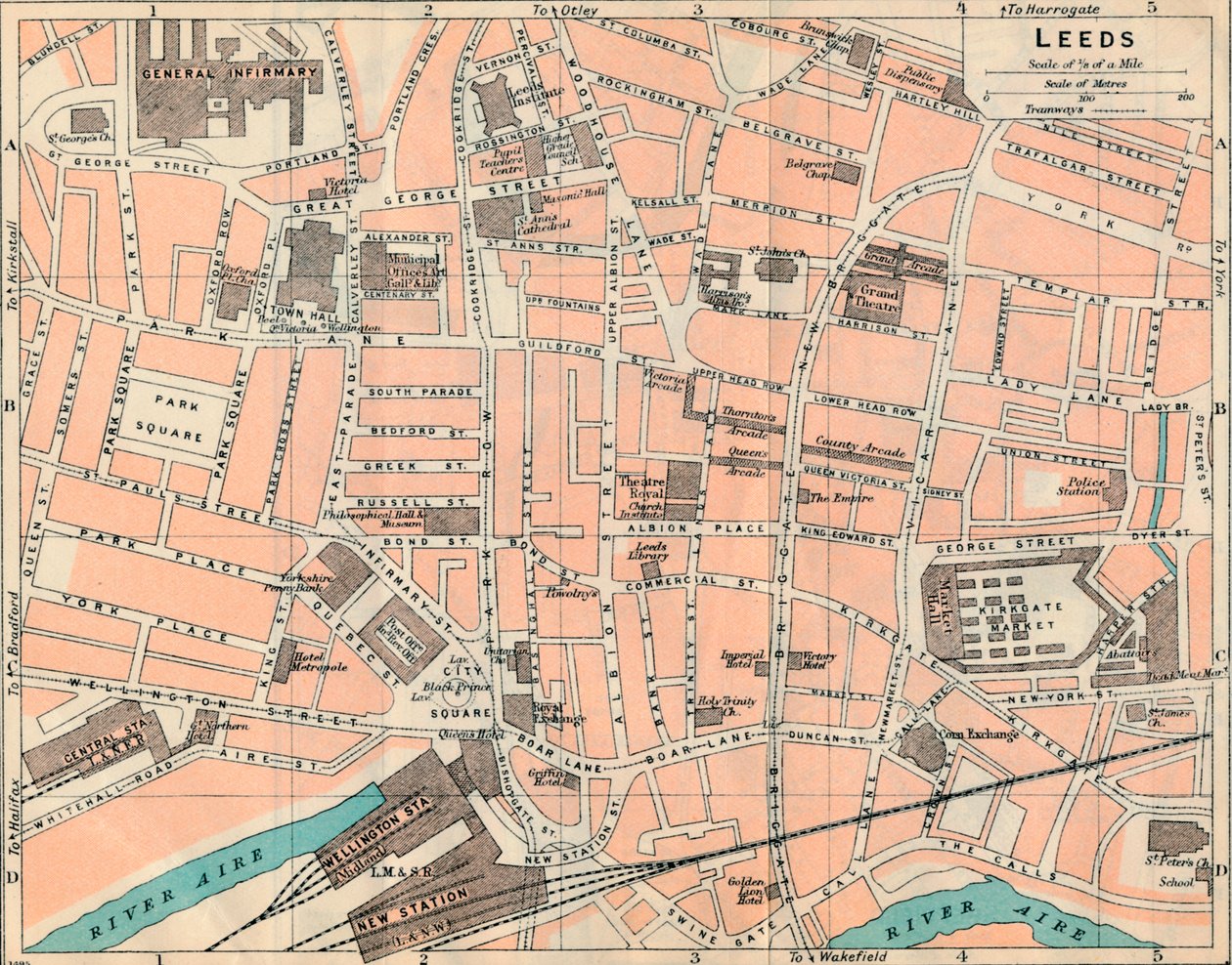 Leeds, 1900-luku tekijältä John Bartholomew