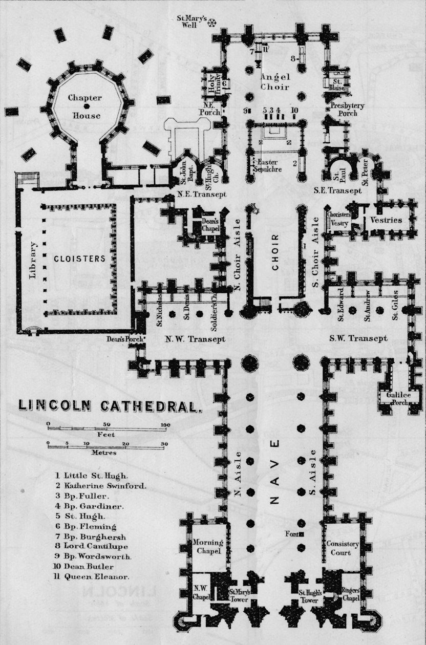 Lincolnin katedraali, 1900-luku tekijältä John Bartholomew