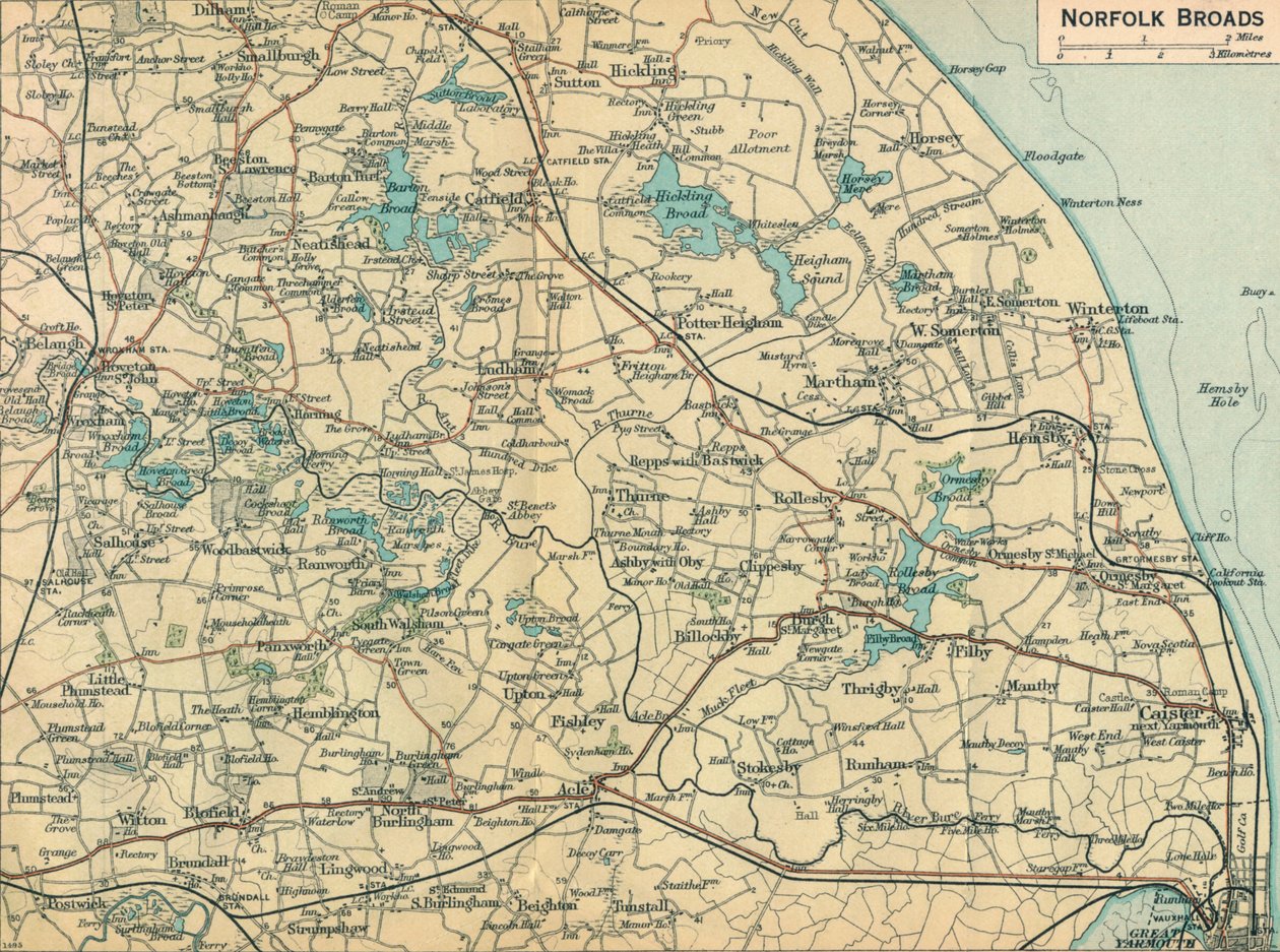 Norfolk Broads, 1900-luku tekijältä John Bartholomew