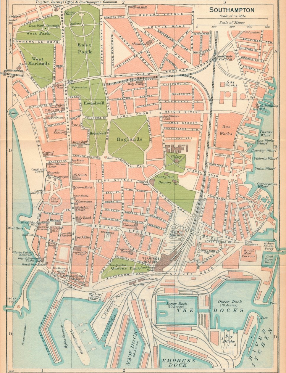 Southampton, 1900-luku tekijältä John Bartholomew