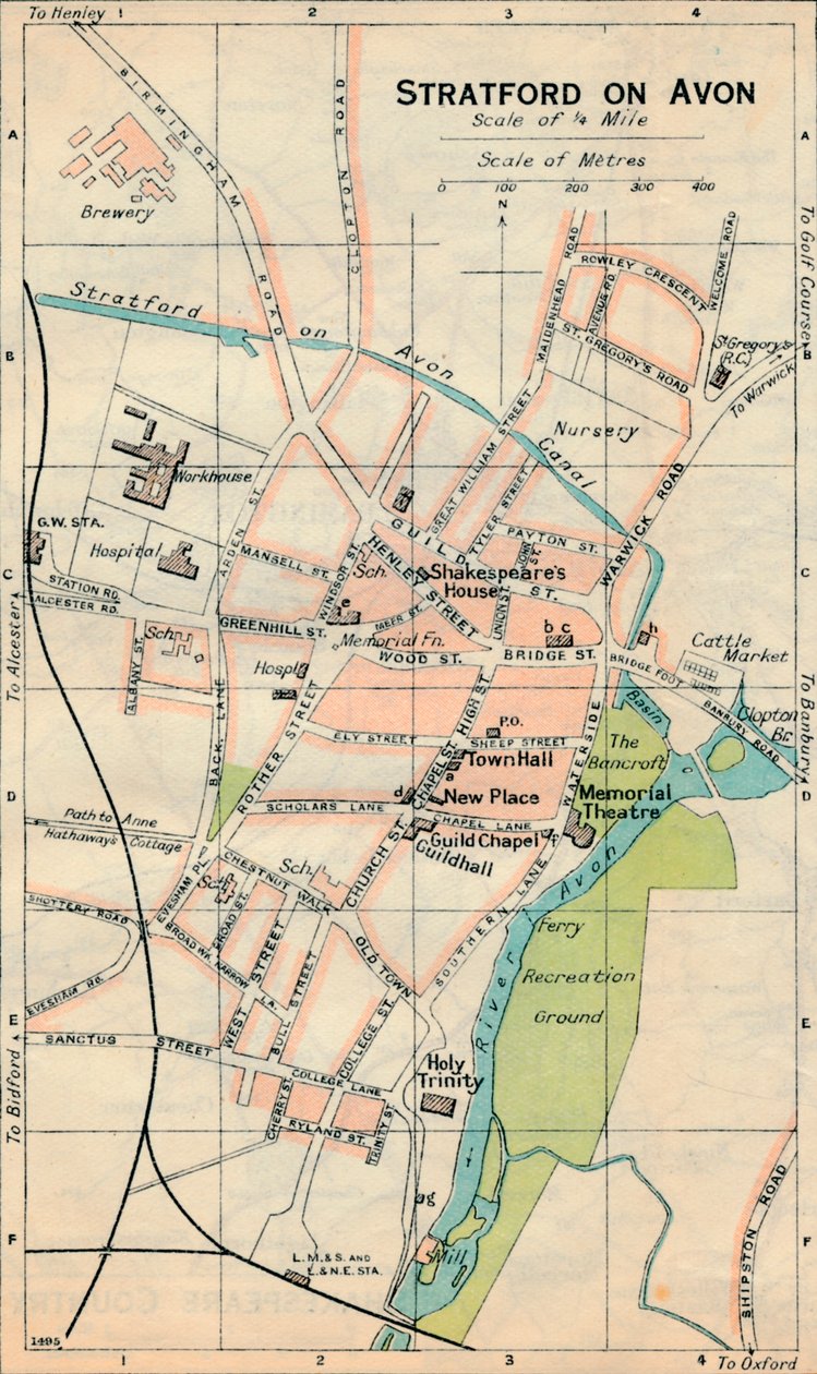 Stratford on Avon, 1900-luku tekijältä John Bartholomew