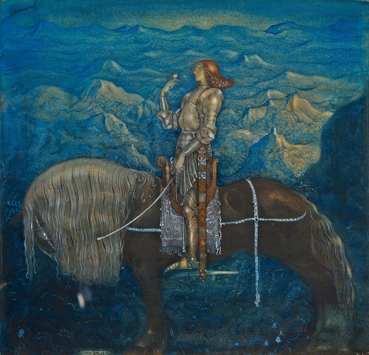 Ritari, "Among Gnomes and Trolls", 1915 tekijältä John Bauer