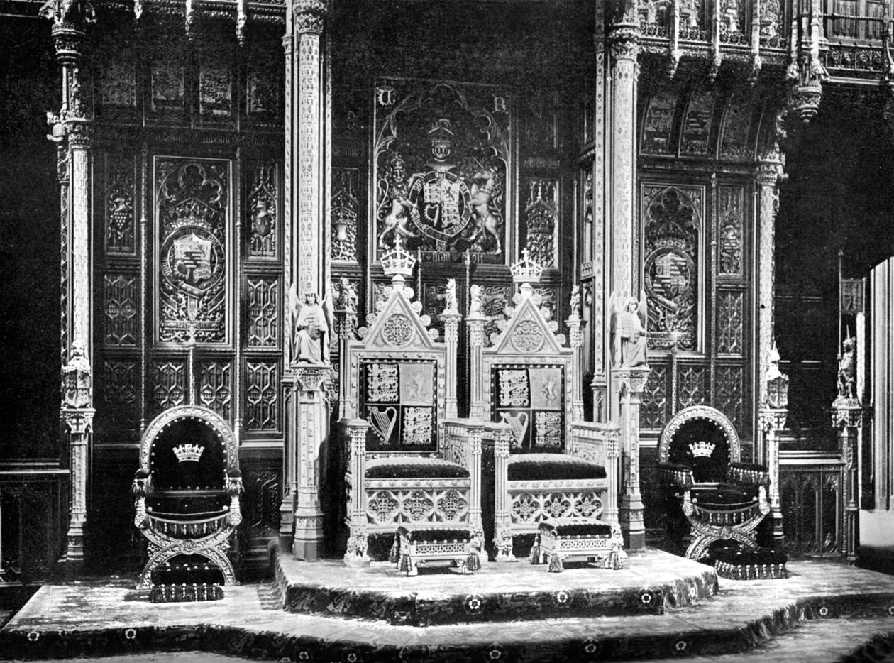 The Royal Throne, House of Lords, Westminster, 1905. tekijältä John Benjamin Stone