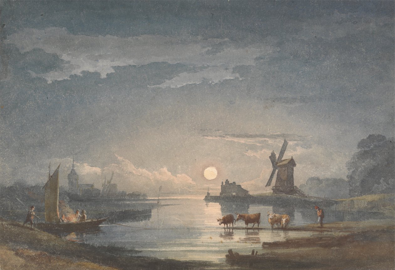 Moonlight joella lähellä Brugget tekijältä John Berney Crome
