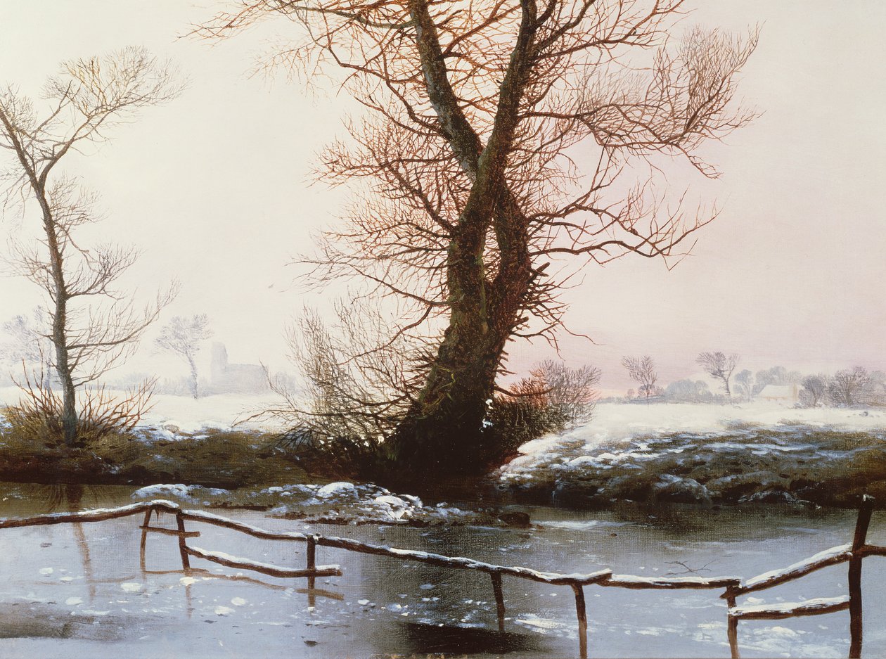 The Frozen Pool, 1873 (öljy) tekijältä John Berney Ladbrooke