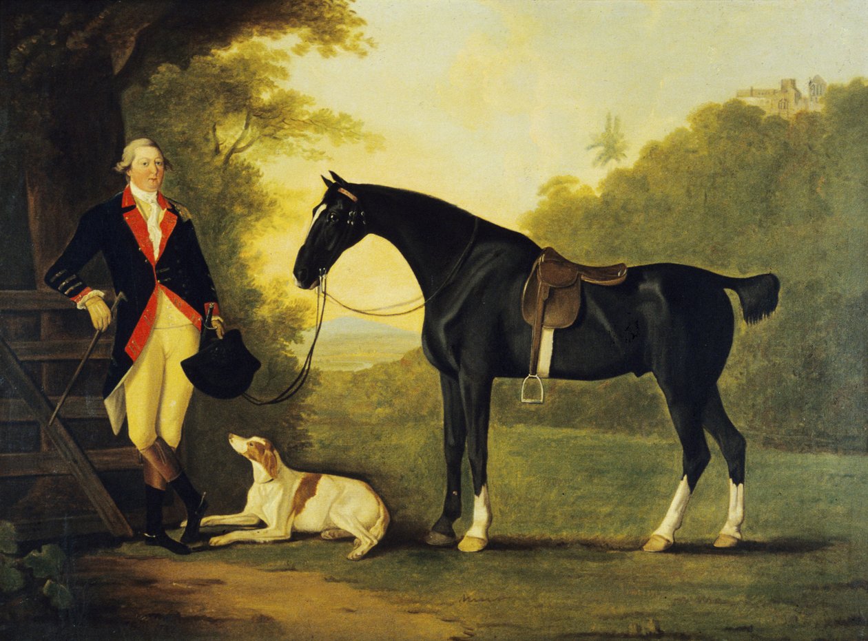 Royal Horse Guardsin upseeri laturinsa ja koiransa kanssa tekijältä John Best