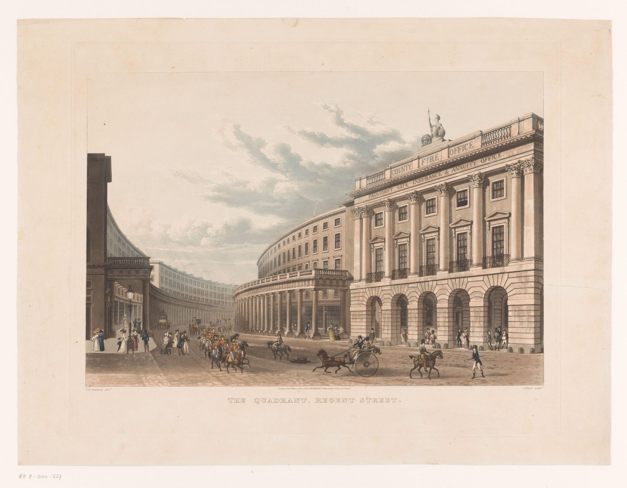 Näkymä Regent Streetille Lontoossa The Quadrant, Regent Street (otsikko esineessä) tekijältä John Bluck
