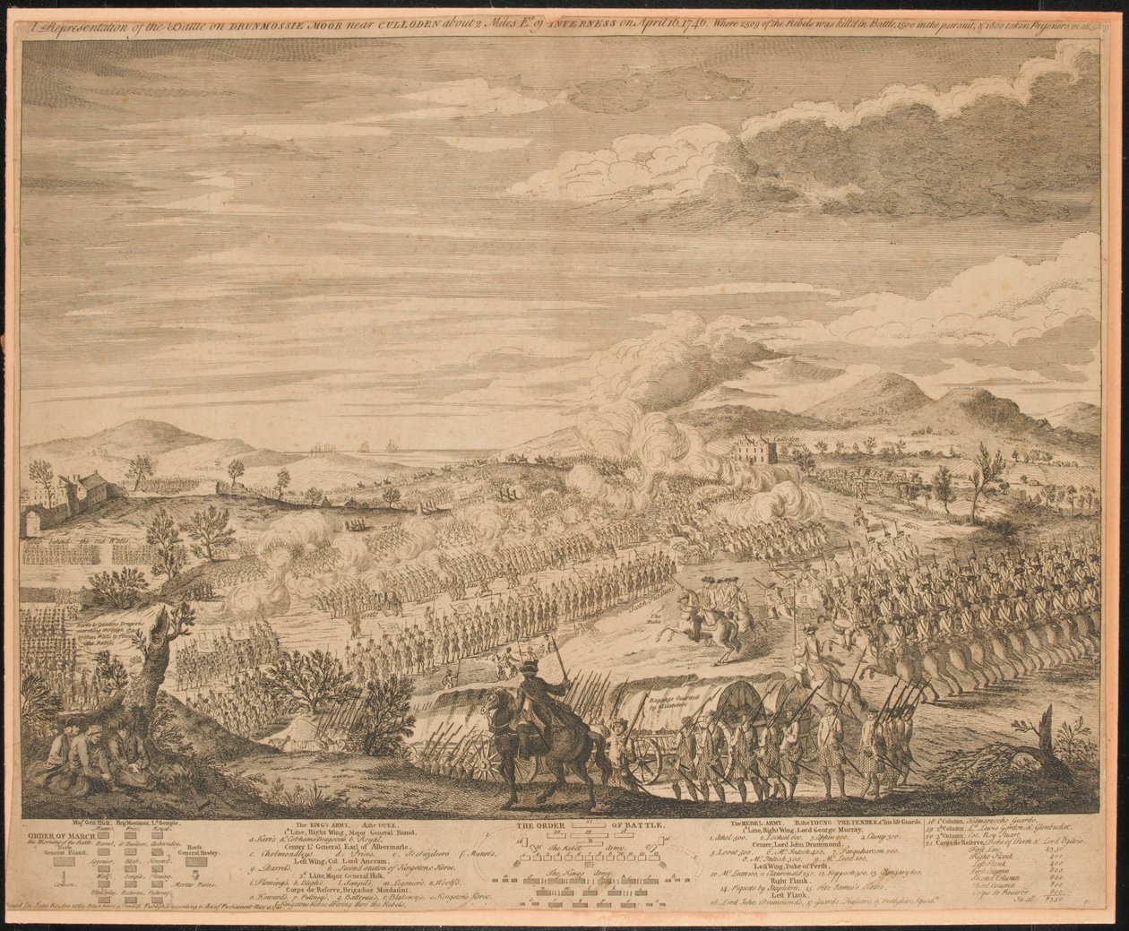 "Drunmossie [sic] Moorin taistelun esitys lähellä Cullodenia?", 16. huhtikuuta 1746 tekijältä John Bowles