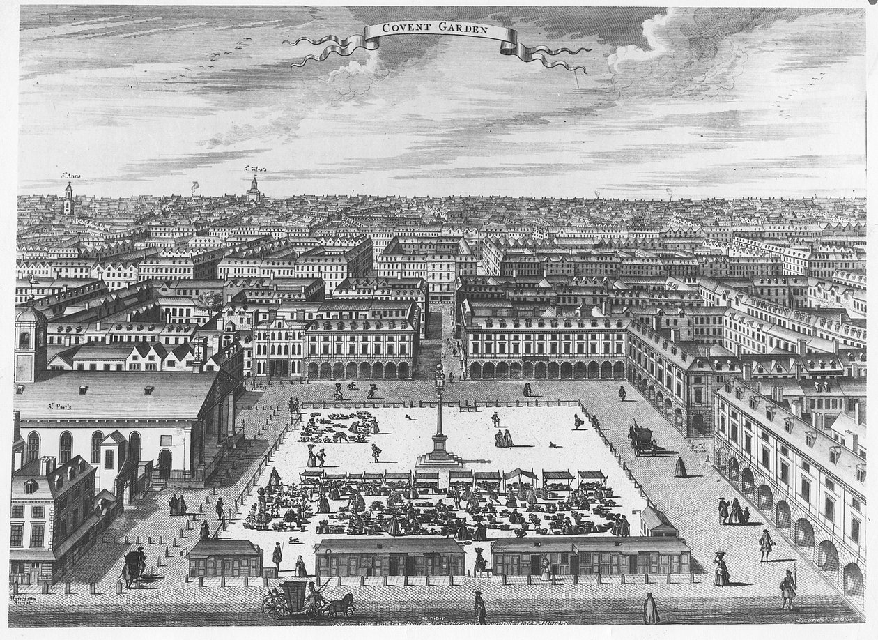 Covent Garden, noin 1720 tekijältä John Bowles