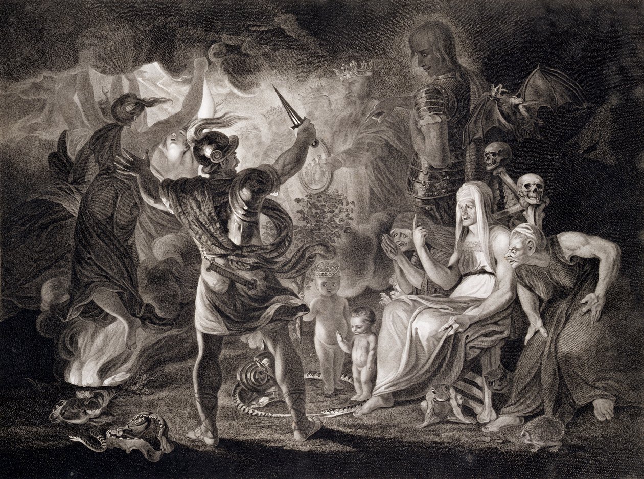 Macbeth, kolme noitaa ja Hecate, 1805 tekijältä John Boydell