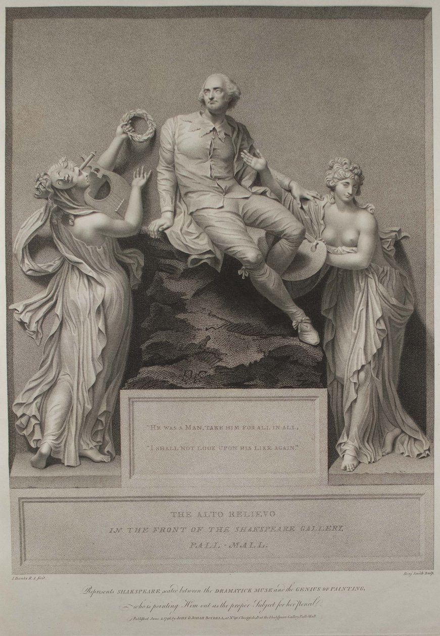 Shakespeare kirjallisuuden museon ja maalauksen neron kanssa, 1803 tekijältä John Boydell