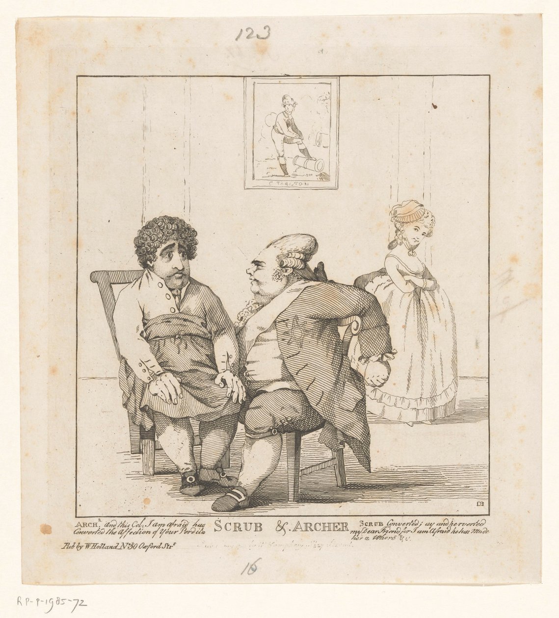 Spotprent: Charles Fox ja Frederick North, 1783 Scrub & Archer (otsikko esineessä) tekijältä John Boyne