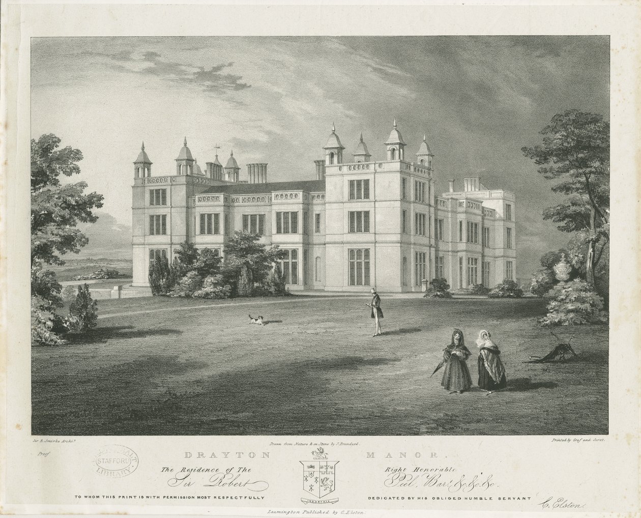 Drayton Bassett - "Drayton Manor": litografia, nd [1812-1863] tekijältä John Brandard