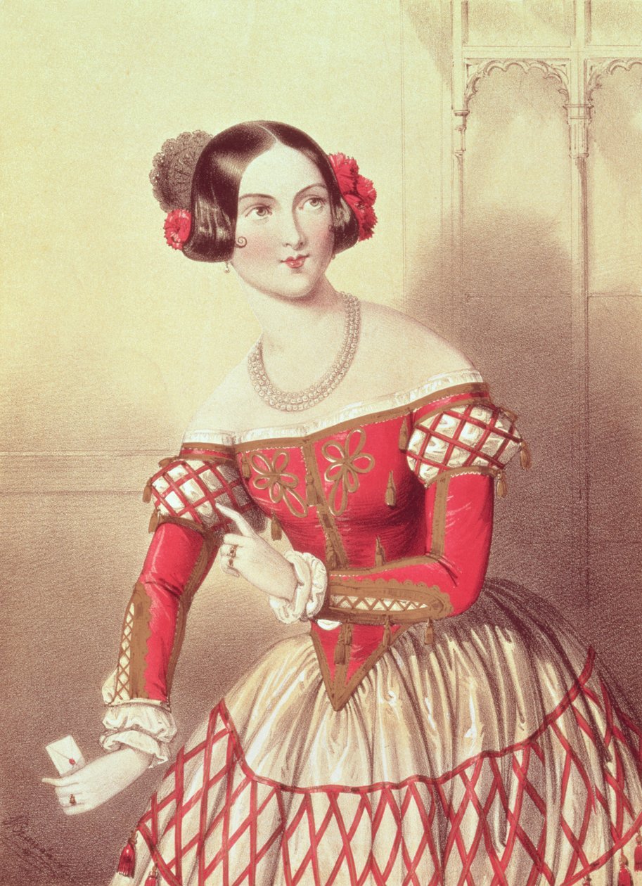 Madame Sontag Rosina: "Sevillan parturi", taiteilijan kaivertama, 1849 tekijältä John Brandard