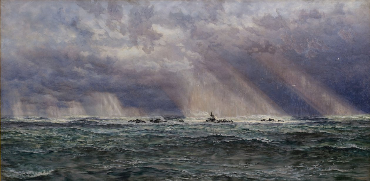North West Gale Longshipsin majakan edustalla, 1873. tekijältä John Brett