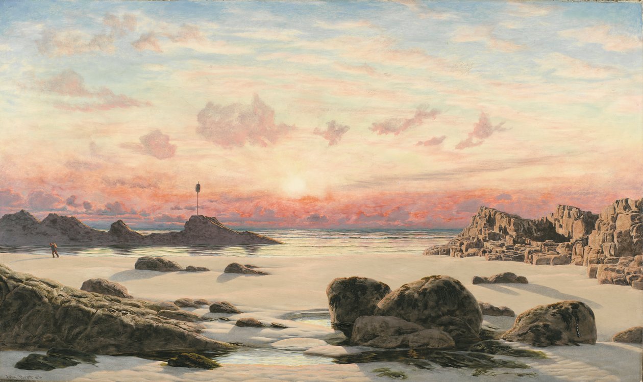 Bude Sands auringonlaskun aikaan, 1874 tekijältä John Brett