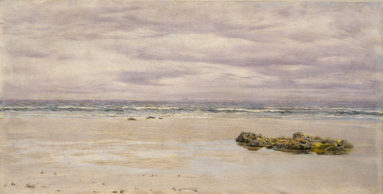 Kennack Sands, Cornwall, laskuveden aikaan, 1877 (öljy kartongille, piirustuksena) tekijältä John Brett