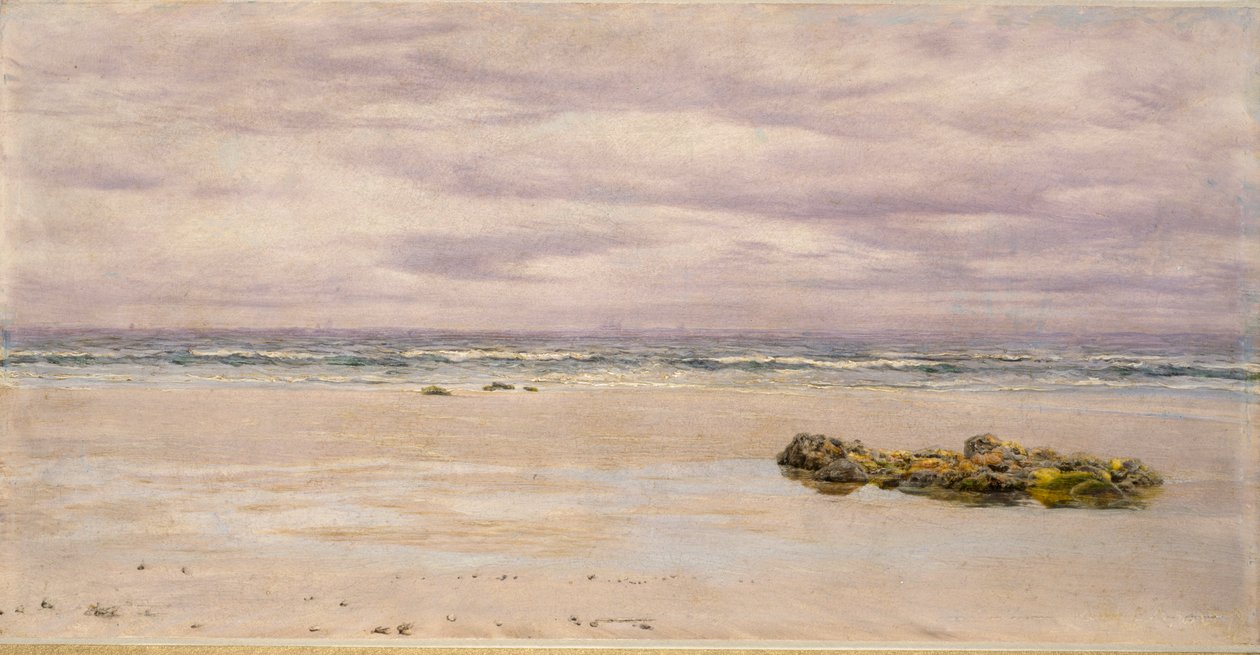 Kennack Sands, Cornwall, laskuveden aikaan, 1877 tekijältä John Brett