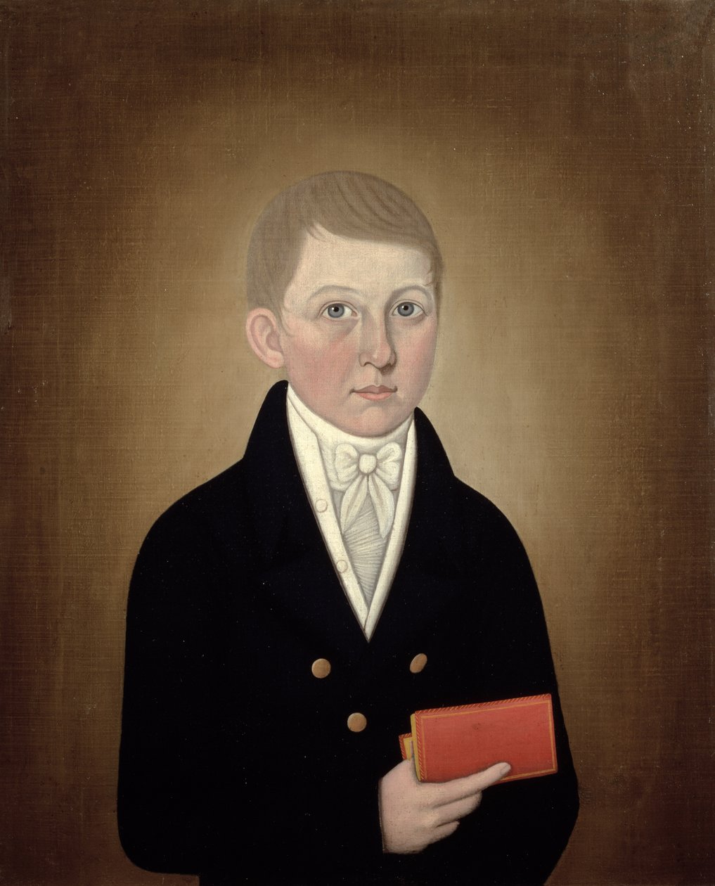 Poika pitelee kirjaa, n. 1810 tekijältä John Brewster