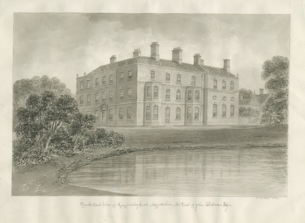 Biddulph - Knypersley Hall [uusi] : seepiapiirustus tekijältä John Buckler