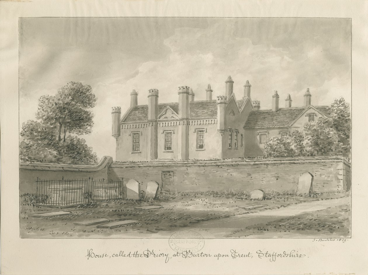 Burton-upon-Trent - Priory House: seepiapiirros tekijältä John Buckler