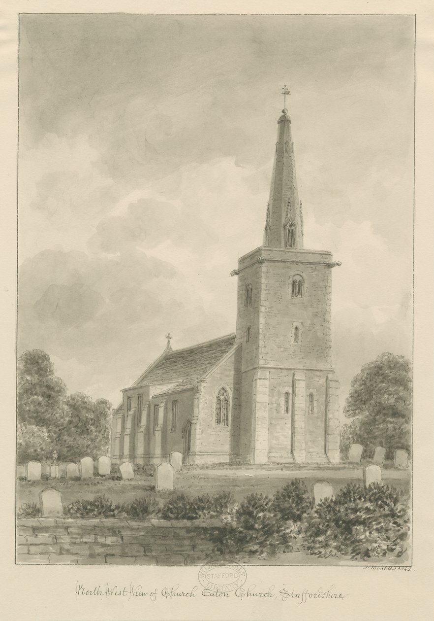 Church Eaton Church: seepiapiirustus tekijältä John Buckler