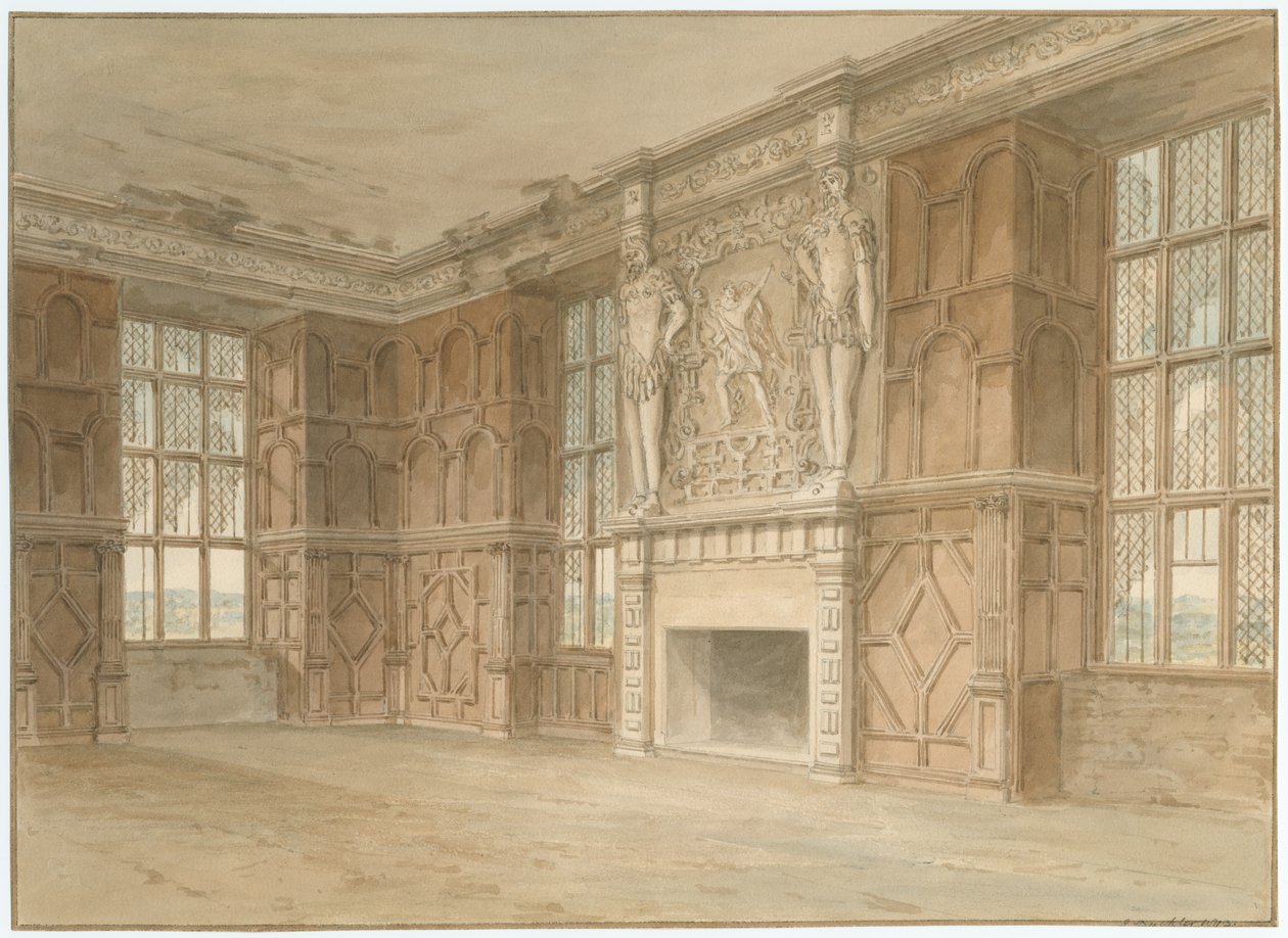 Derbyshire - Hardwick Hall [vanha] - Huoneen sisustus tekijältä John Buckler