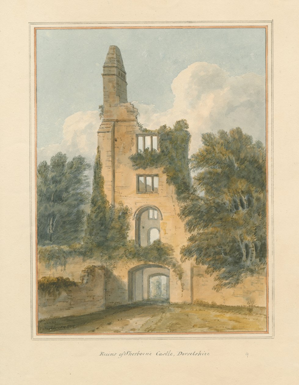 Dorset - Sherborne - Linnan rauniot, 1802 tekijältä John Buckler