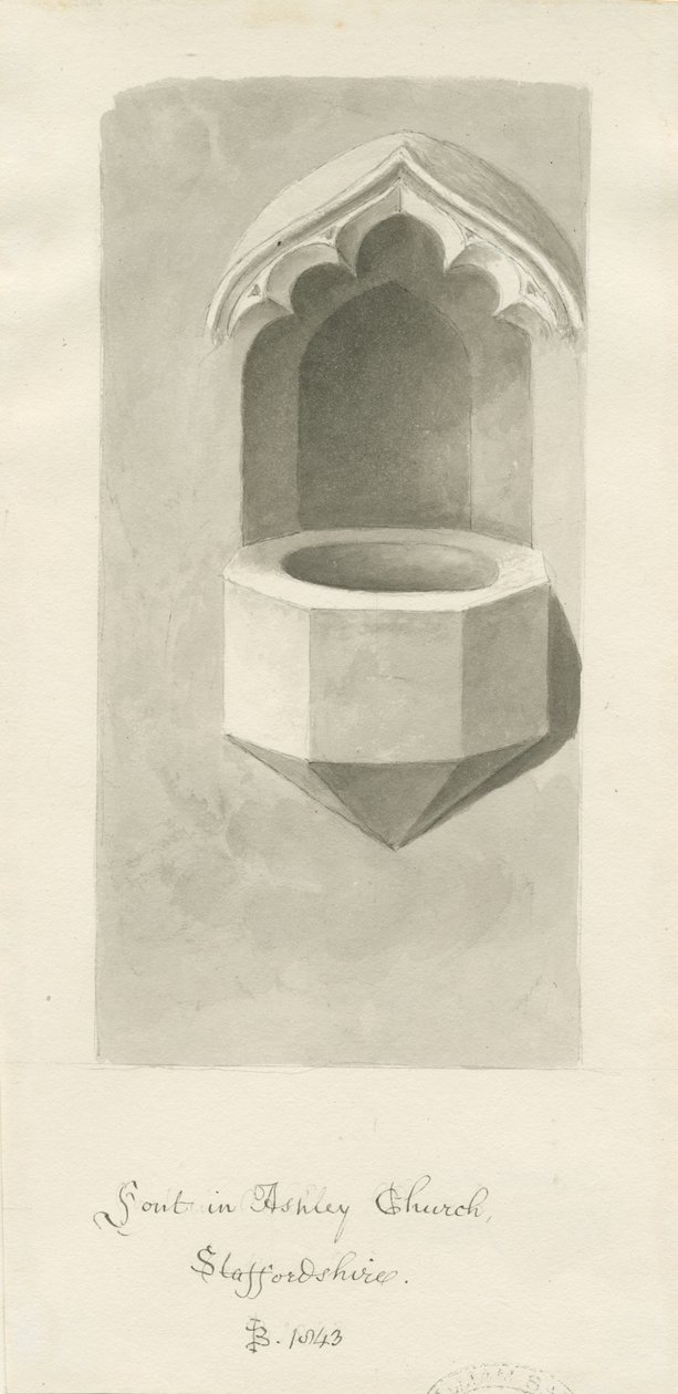 Fontti Ashley Churchissa: seepiapiirros, 1843 tekijältä John Buckler