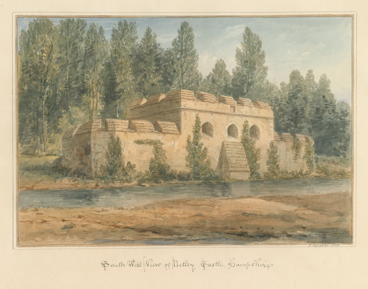 Hampshire - Netleyn linna, 1828 tekijältä John Buckler