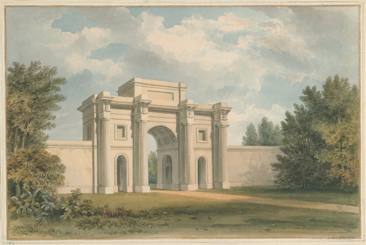 Leicestershire - Gopsall House - Gateway, 1820 tekijältä John Buckler