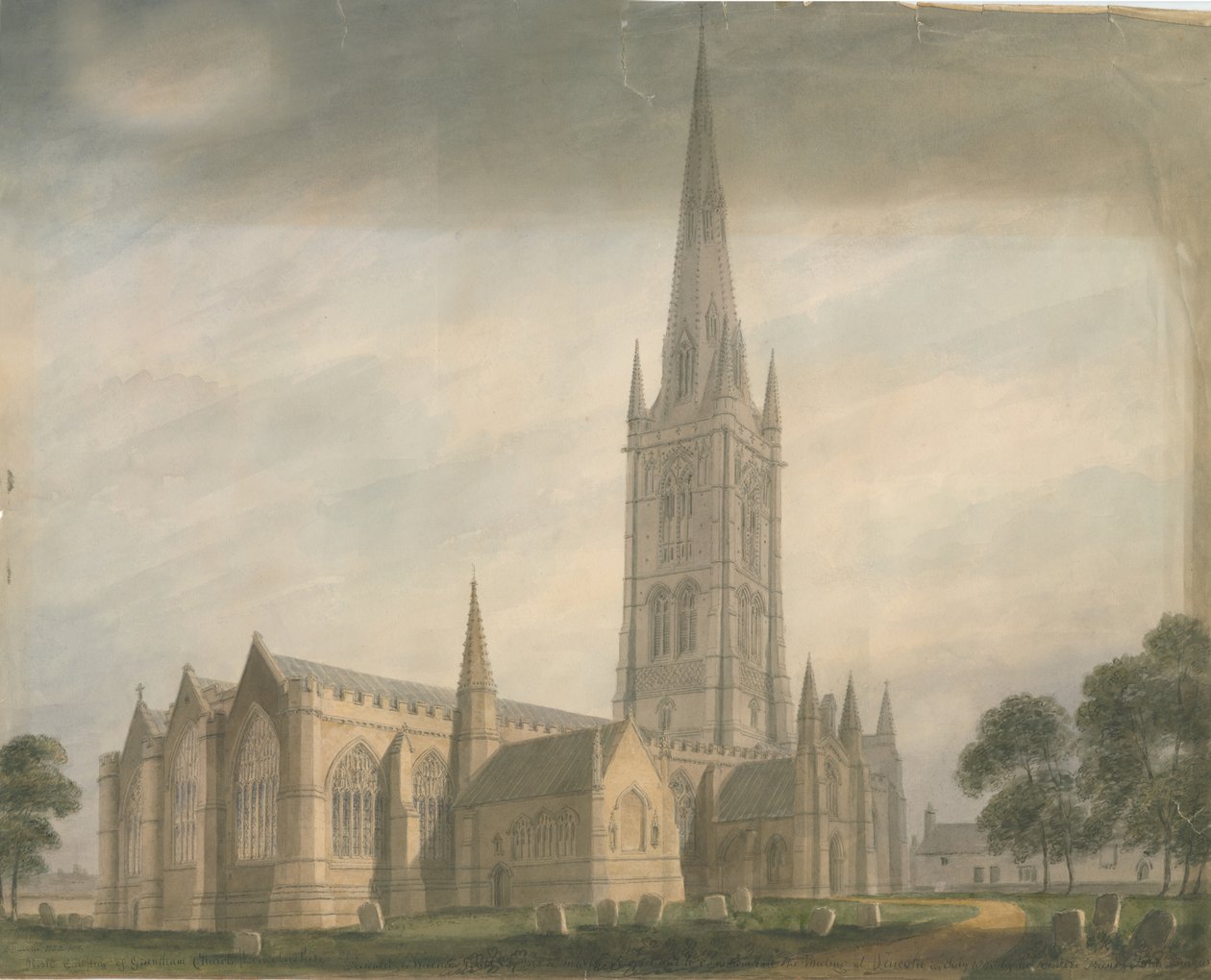 Lincolnshire - Grantham Church, 1811 tekijältä John Buckler