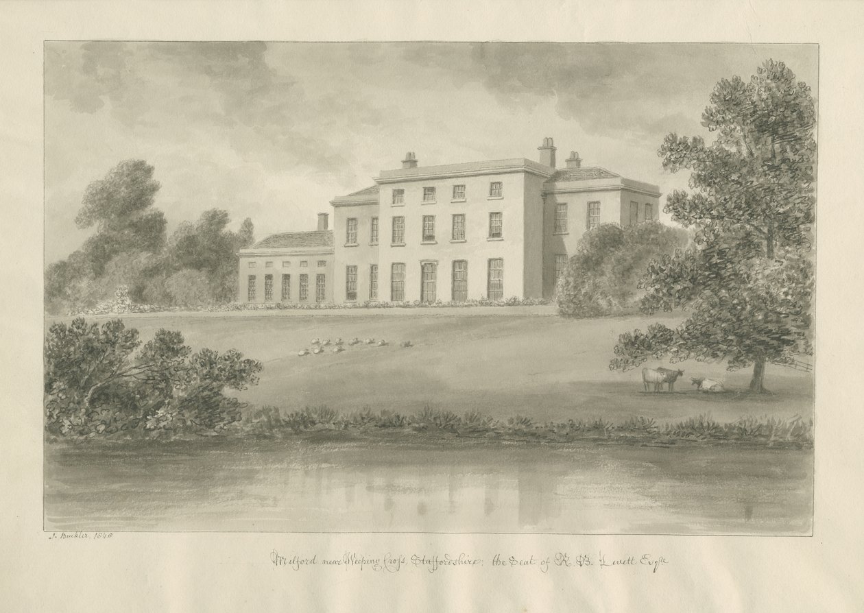 Milford House: seepiapiirustus tekijältä John Buckler