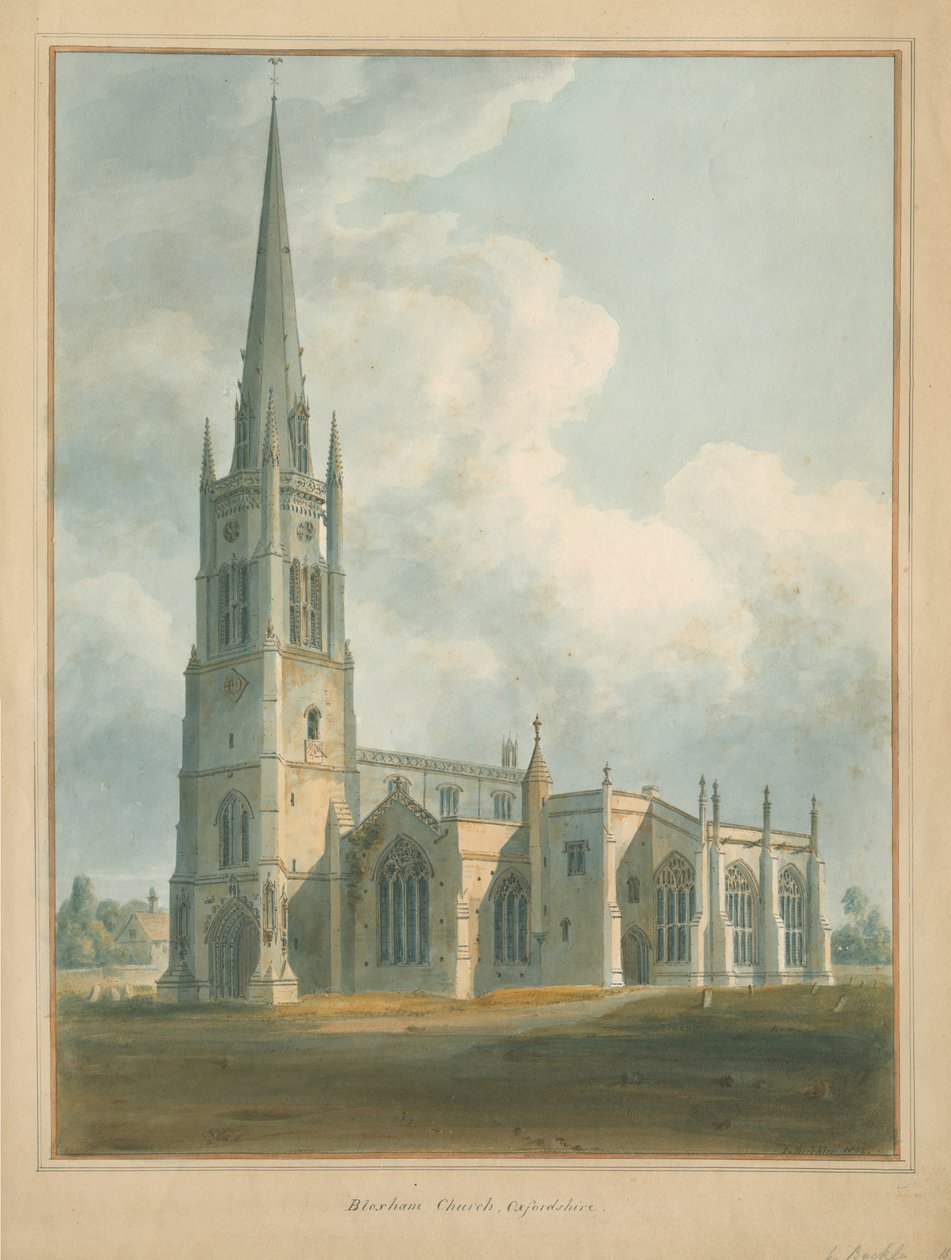 Oxfordshire - Bloxhamin kirkko, 1802 tekijältä John Buckler
