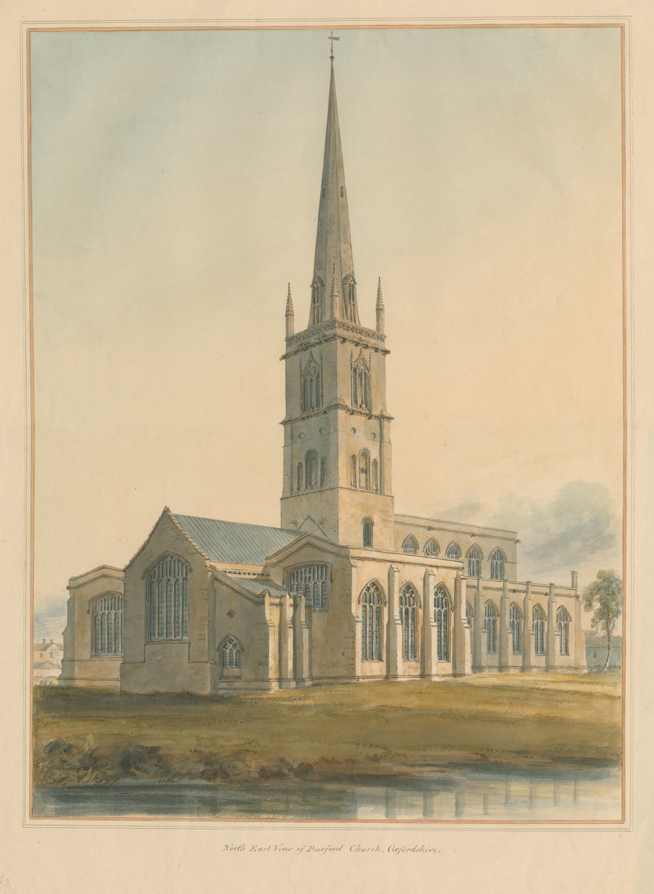 Oxfordshire - Burfordin kirkko, 1802 tekijältä John Buckler