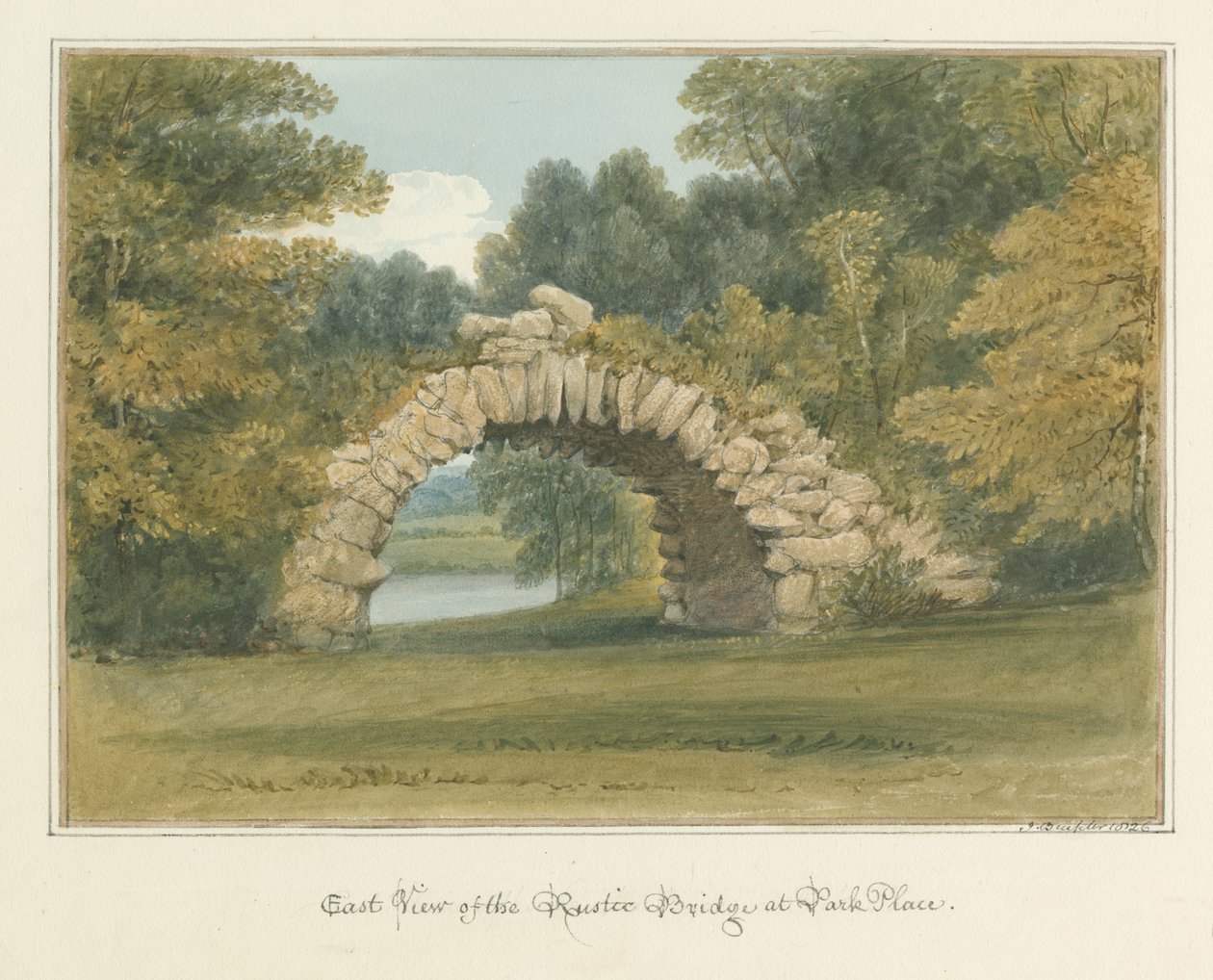 Oxfordshire - Henley upon Thames - Rustic Bridge Park Placessa, 1826 tekijältä John Buckler