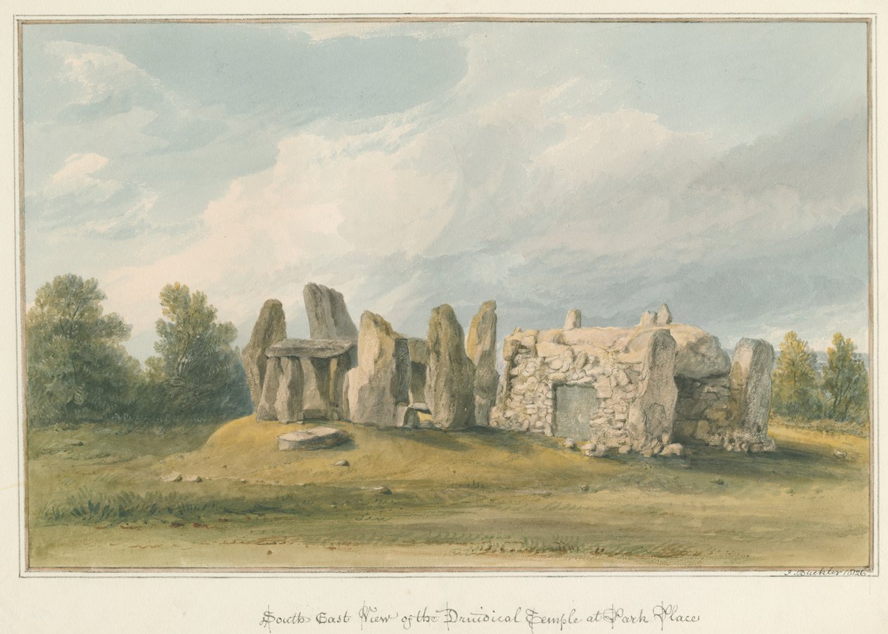Oxfordshire - Henley upon Thames - Druidilainen temppeli, 1826 tekijältä John Buckler