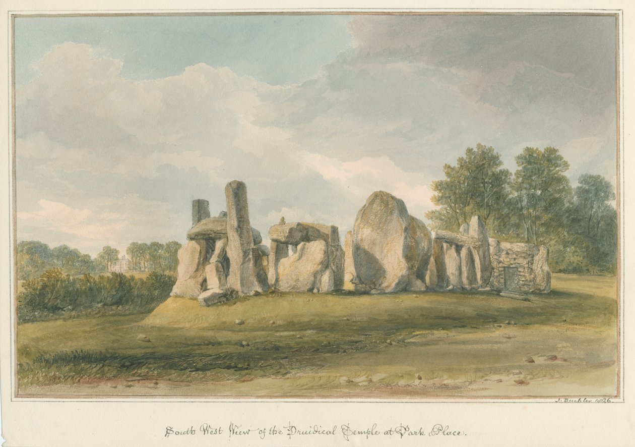 Oxfordshire - Henley upon Thames - Druidilainen temppeli Park Placessa, 1826 tekijältä John Buckler