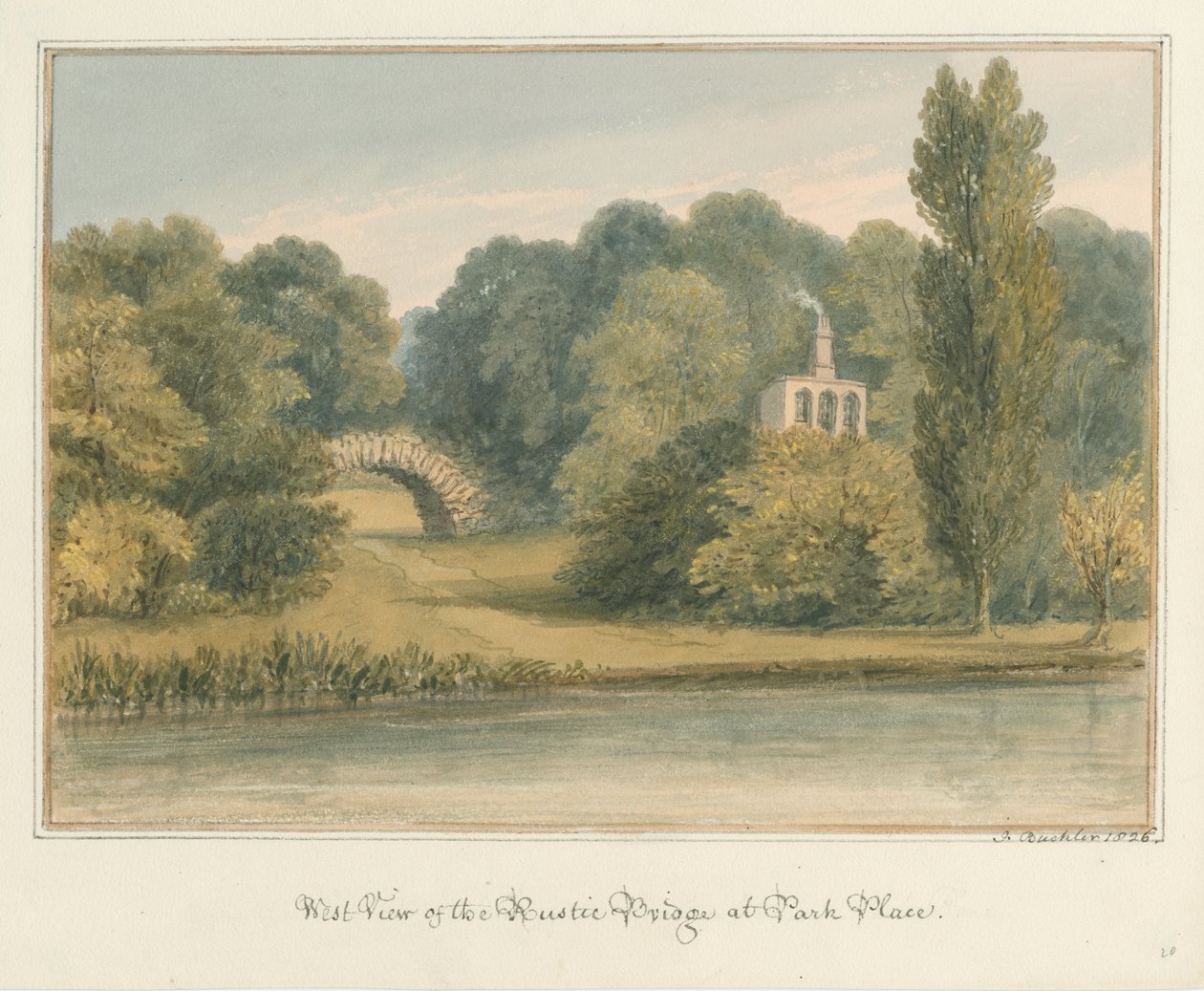 Oxfordshire - Henley upon Thames - Rustic Bridge Park Placessa, 1826 tekijältä John Buckler