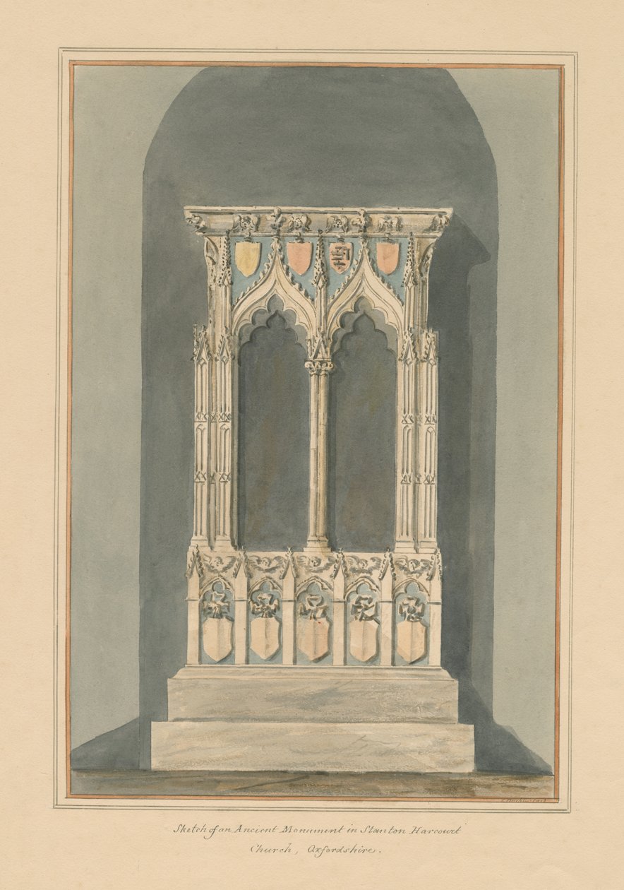 Oxfordshire - Stanton Harcourt -kirkko - Monumentti, 1803 tekijältä John Buckler