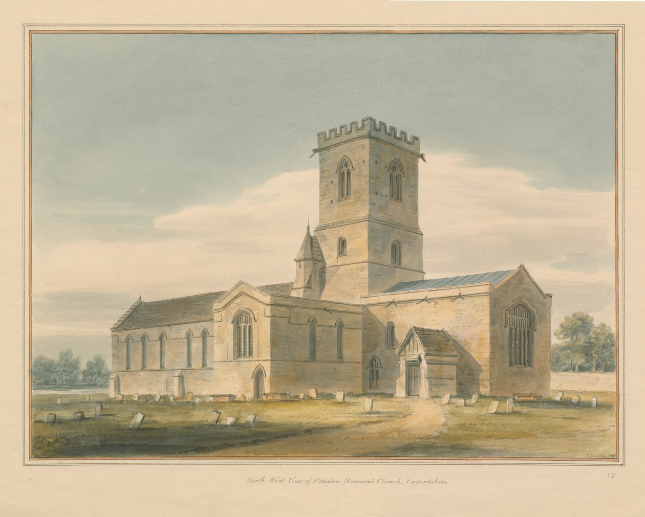 Oxfordshire - Stanton Harcourt Church, 1803 tekijältä John Buckler