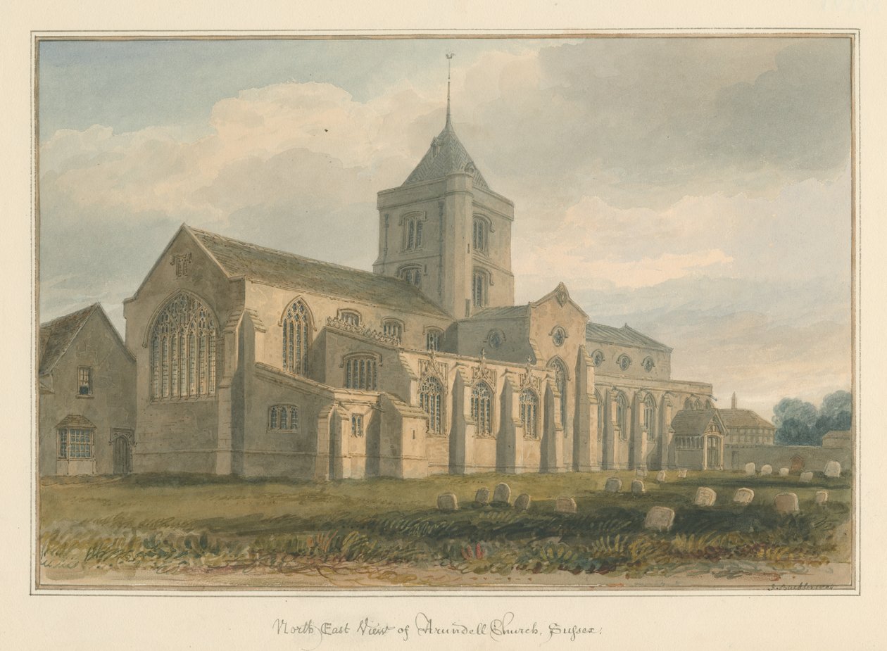 Sussex - Arundelin kirkko, 1804 tekijältä John Buckler