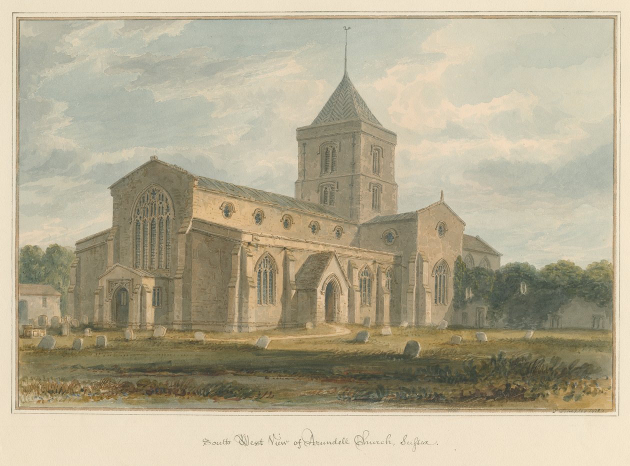 Sussex - Arundelin kirkko, 1804 tekijältä John Buckler