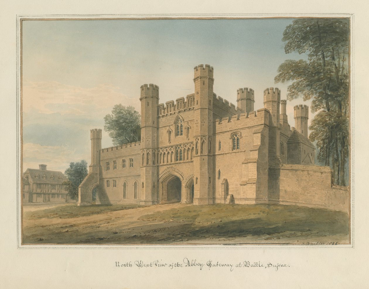 Sussex - Battle - Abbey Gateway, 1824 tekijältä John Buckler