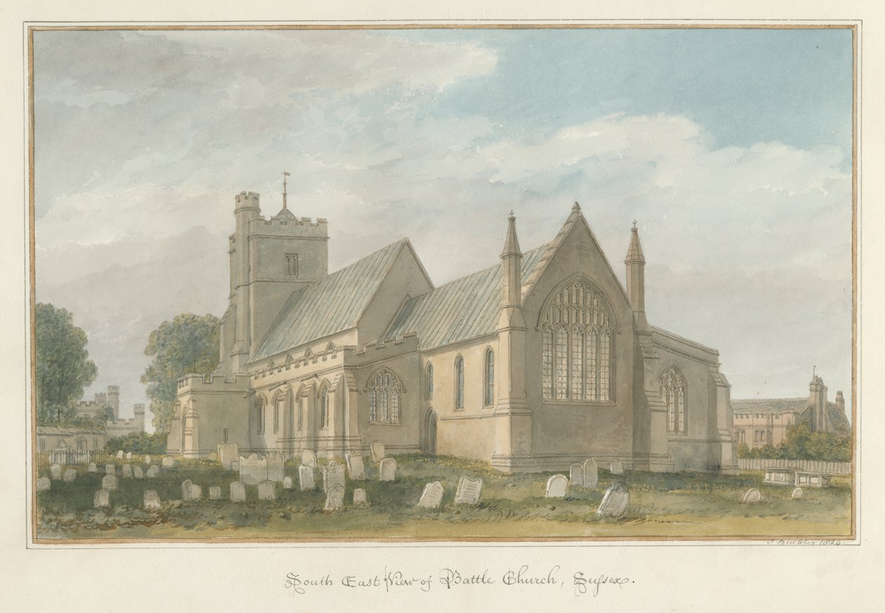 Sussex - Battle Church, 1824 tekijältä John Buckler